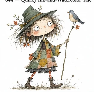 #044 Quirky Ink-and-Watercolor Tale