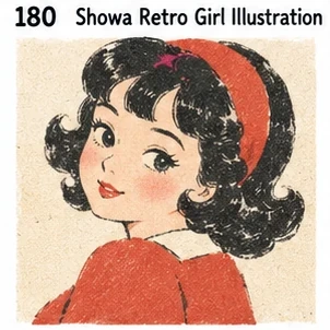 #180 Showa Retro Girl Illustration