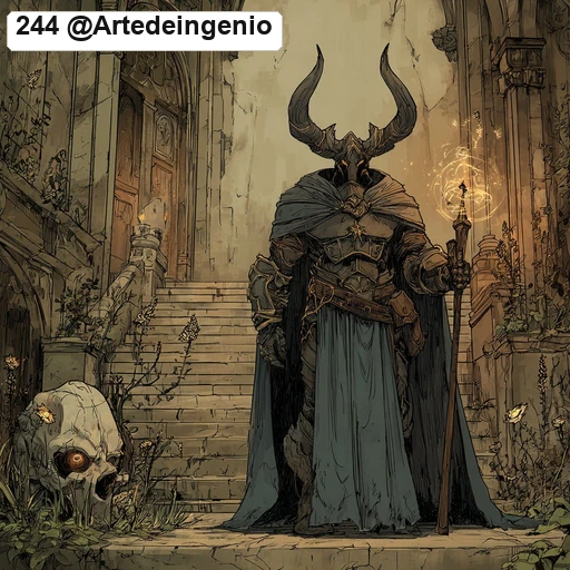 #244 Medieval Dark Fantasy Ink & Ochre Illustration